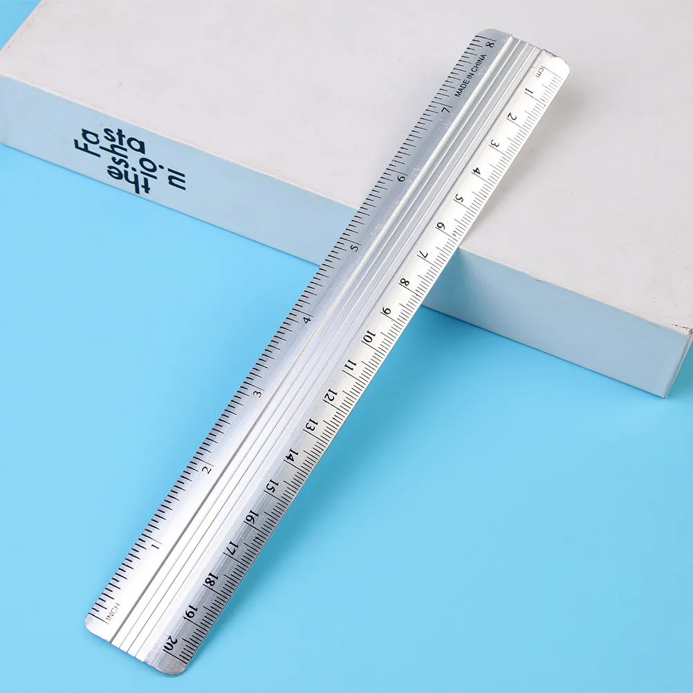 10Pcs Metal Straight Ruler Set Aluminum Geometry Tools Triangle Protractor Semicircle Ruler Compact Lightweight School