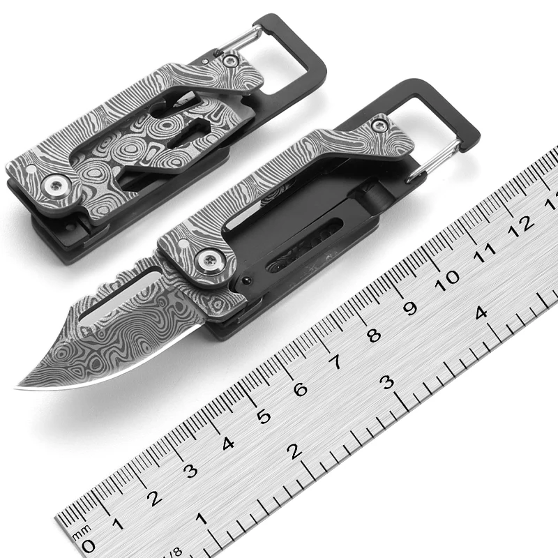 MULTITOOL DE LLAVE 9 EN1, cortador de cajas pequeñas, llavero abridor de latas/botellas, barra de palanca, destornillador ranurado, llave 1/4 y raspador a edc