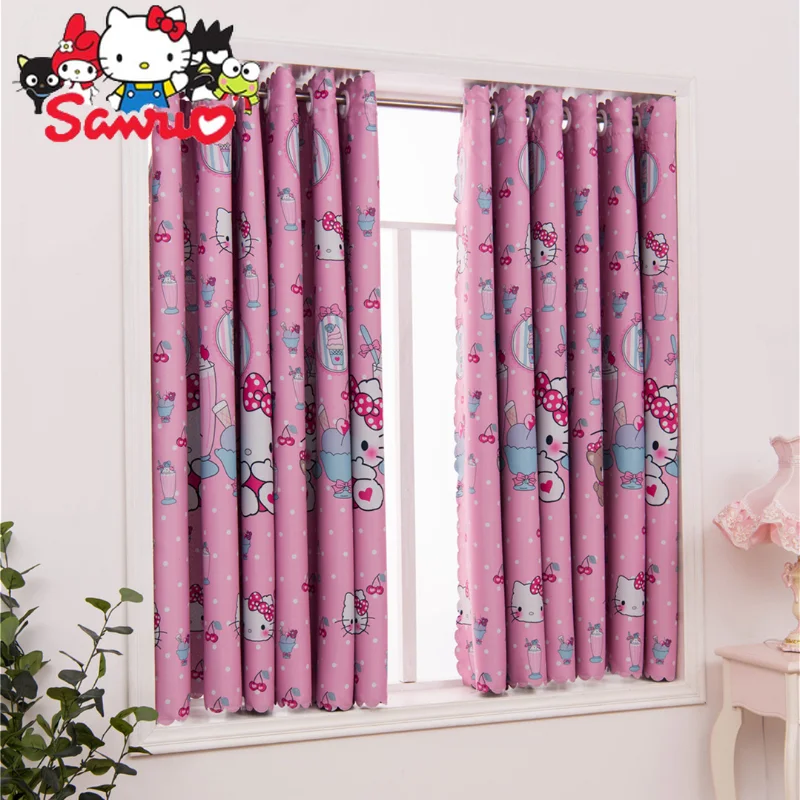 Sanrio Melody Kuromi Hello Kitty Cinnamoroll Pochacco Thickened Cute Short Children's Bedroom Curtains Fabric Blackout Curtains