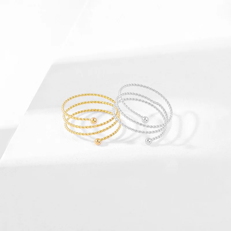 Meetvii Simple Titanium Steel Spiral Twist Rings Thin Hoop Gold Silver Rose Gold Color Circle Finger Rings for Women Jewelry