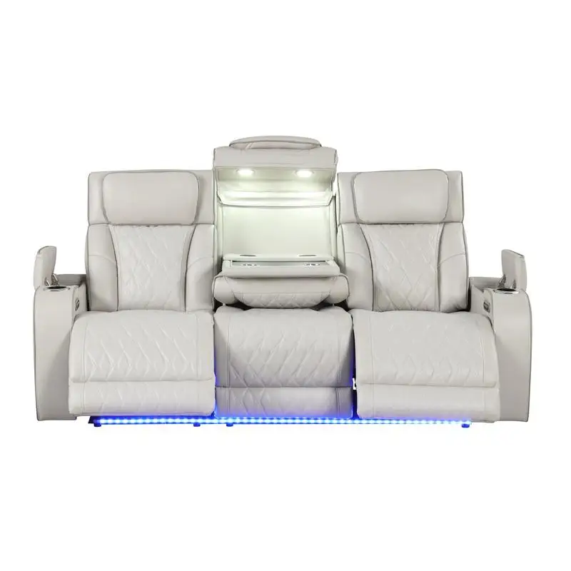 

Диван-реклайнер в современном стиле с деревянным каркасом и массажной функцией - бежевый