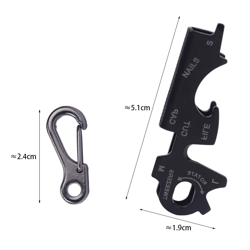 Multipurpose Carabiner Key Clip, chave de fenda, 8 Tool em 1, Multi bolso Keytool, Chaveiro, EDC, 1Pc