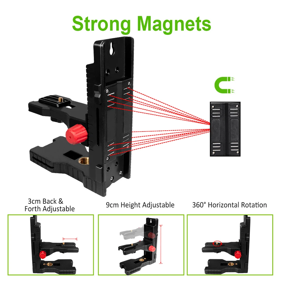 CLUBIONA Strong Magnet Adjustable Laser Level Bracket L-bracket Wall Mounted Holder Leveling Support Hanger for Universal Use