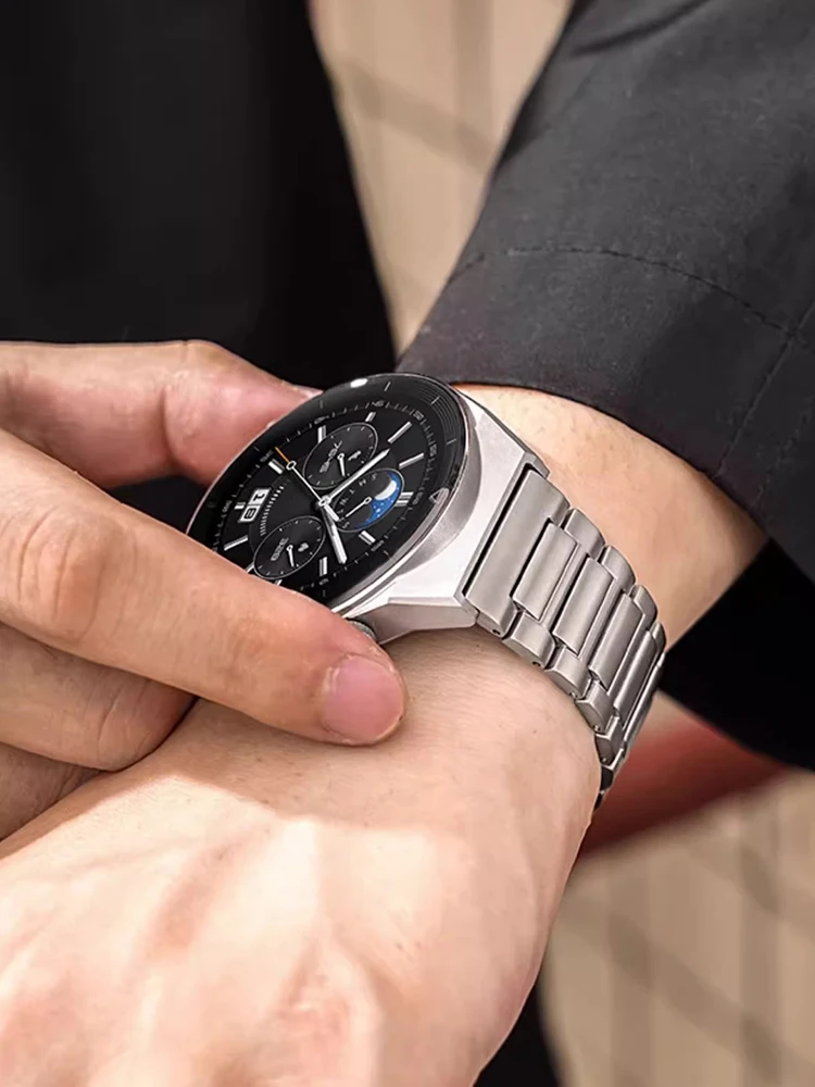 화웨이 워치용 솔리드 티타늄 시계 밴드, 화웨이 워치 4, 4 프로, Gt3 프로, 46mm, Gt2, 2 프로 밴드, 화웨이 워치 3 프로용 I 모양 스트랩