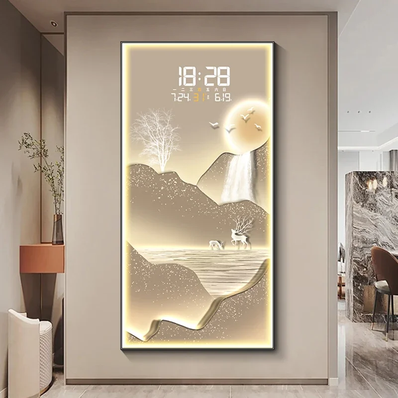 Art Mural Wall Clocks Luxury Led Aesthetic Golden Nordic Wall Watch Restaurant Silent Design Wanduhr Living Room Decoration