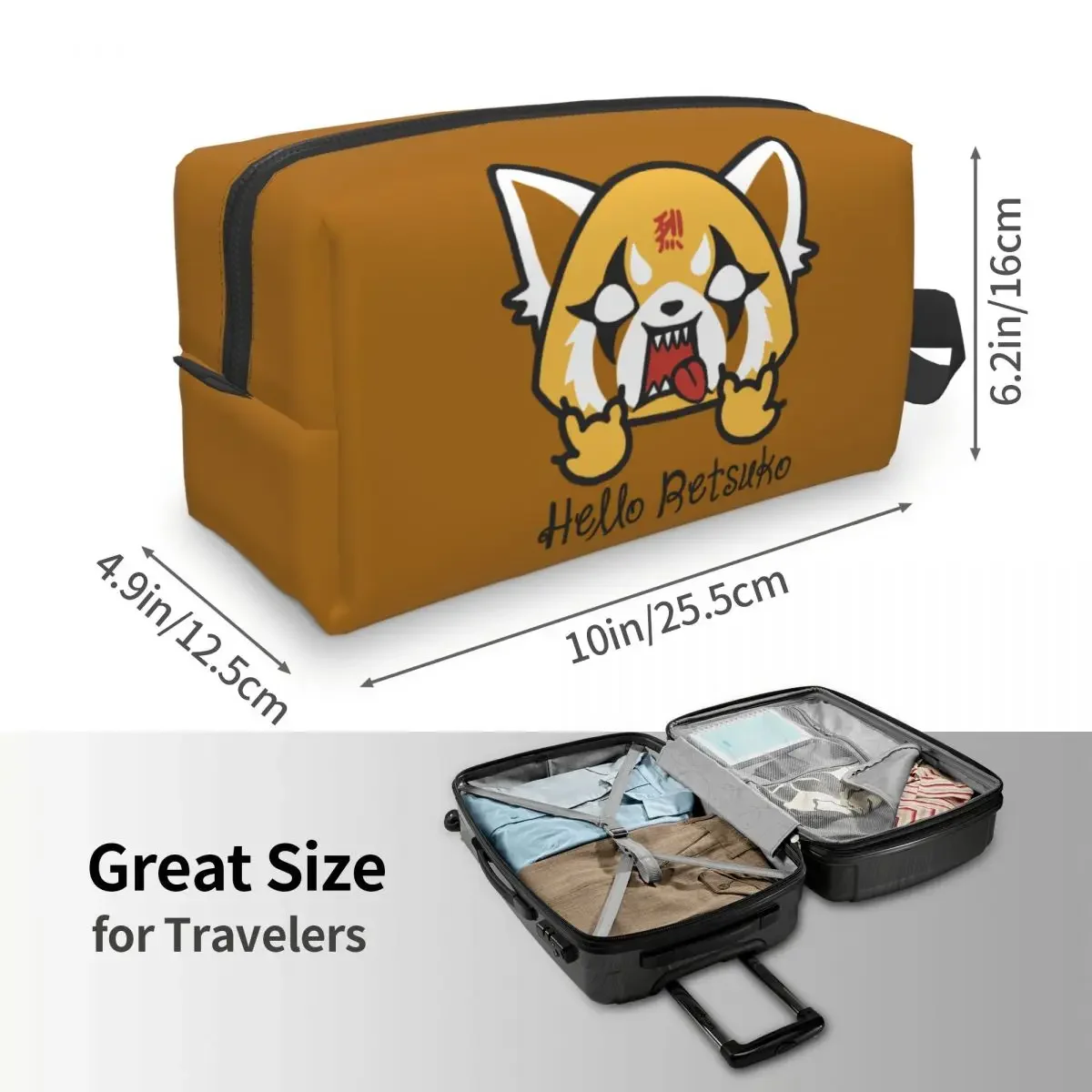 Travel Hello Retsuko borsa da toilette Kawaii aggregsuko Organizer per trucco cosmetico aggressivo per le donne Beauty Storage Dopp Kit Box