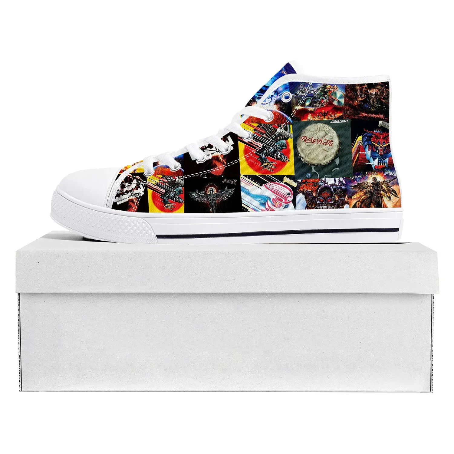 Judas Priest Heavy Metal Rock Band High Top High Quality Sneakers Mens Womens Teenager Canvas Sneaker Couple Shoe Custom Shoe