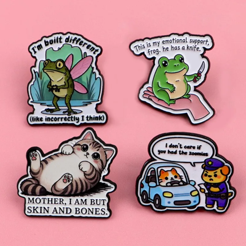 Quote Enamel Pin Cute Frog Cat Dog Cartoon Character Lapel Brooch Badge Backpack Hat Clothes Decor Novelty Gift Accessories - view 5