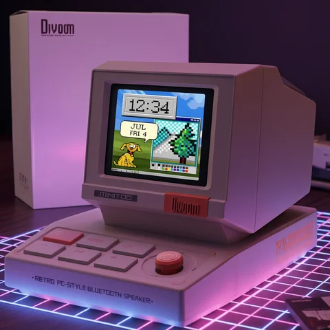 Divoom MiniToo Retro Bluetooth Speaker Portable Pixel Display Music Box Retro Computer Style Speaker Gift
