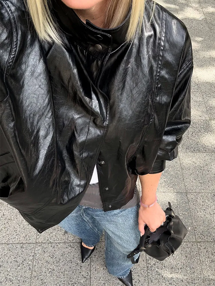 

HH 2025 Female Autumn High Street Chic Jackets Black High Collar Pockets Single Breasted Women's New Fashion Long Sleeves Coats