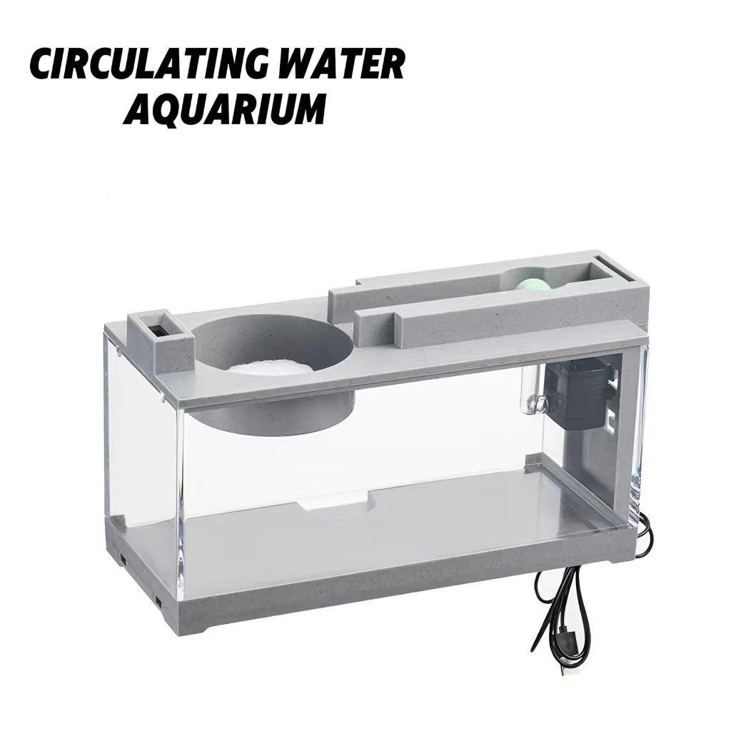 Small Eco-Friendly 3-5L Plastic Fish Tank with LED Lighting Full Spectrum Water Plant Silent Desktop Display Use Aquarium