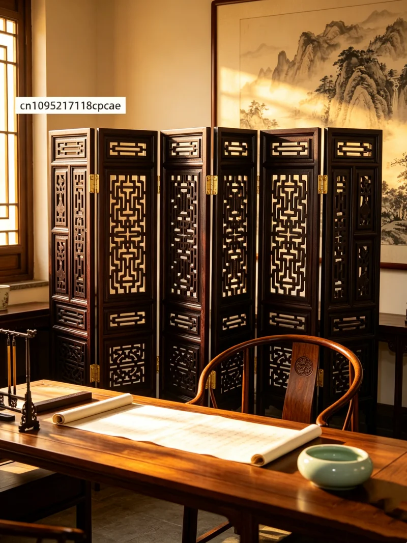 Traditional Chinese Folding Screen, Mini Feng Shui Ornament, Exquisite Collectible Decor for Bookshelf & Home Tabletop