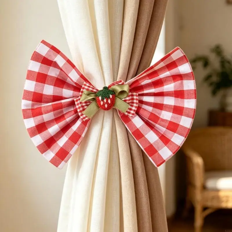 62KD 2 Pack Plaids Bowknot Curtain Tieback Clip for Living Room and Bedroom Decors