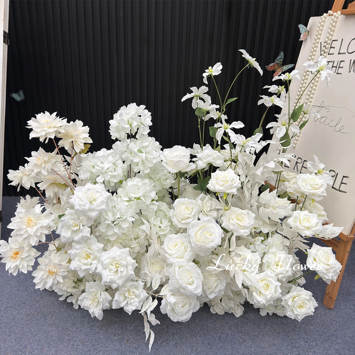 

Белая искусственная цветочная дорожка для свадебного декора, оформление прохода, напольные цветочные композиции, центральные украшения для столов, цветочные шары, флористические композиции