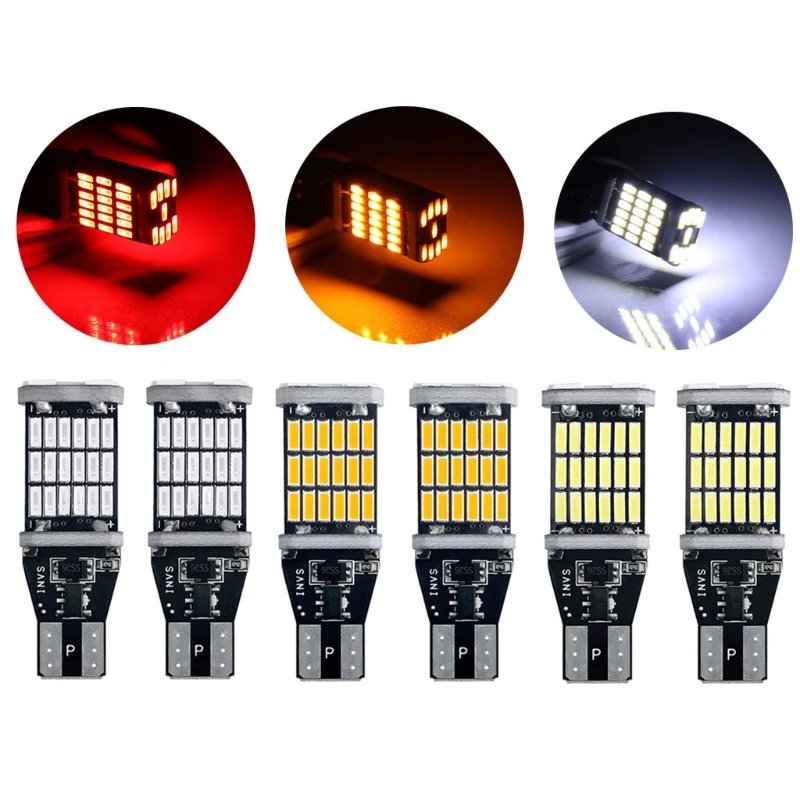 1x 4014 Cars Lighting Super Bright LED Turn Signal Inversion Light Bulbs 1157 1156 T20 T15 45SMD High Power Blinker Lamp