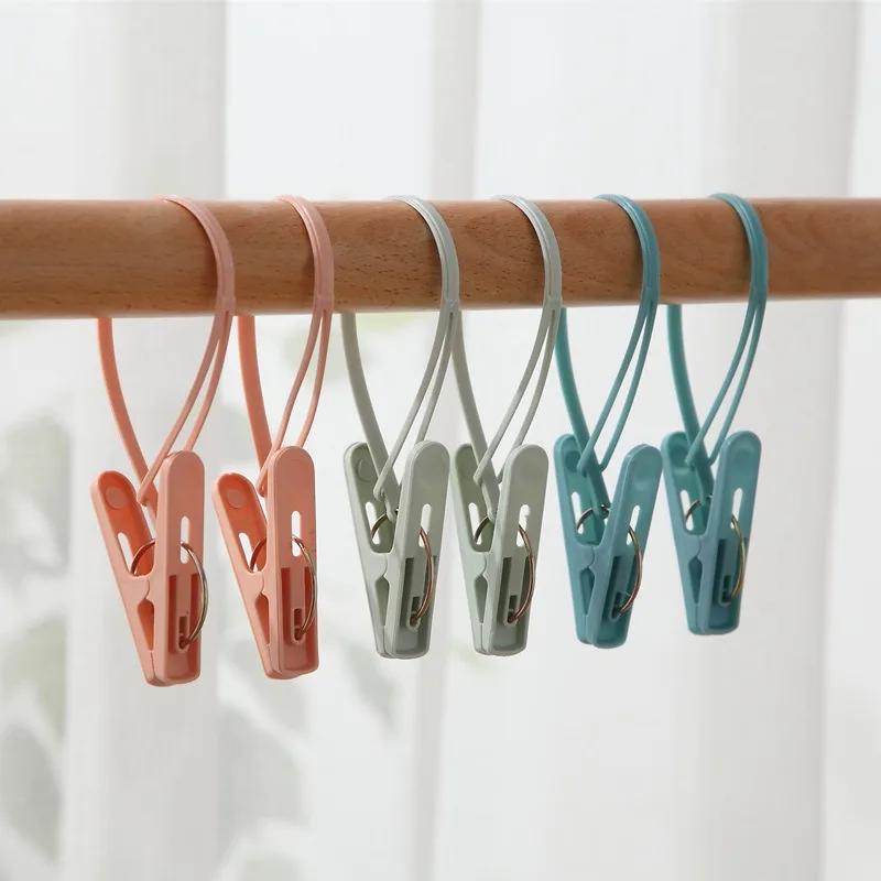 12pcs Windproof Clothespins Plastic Laundry Clip Portable Bra Socks Hanger Hook Quilt Clothing Hanging Rope Clothes Peg