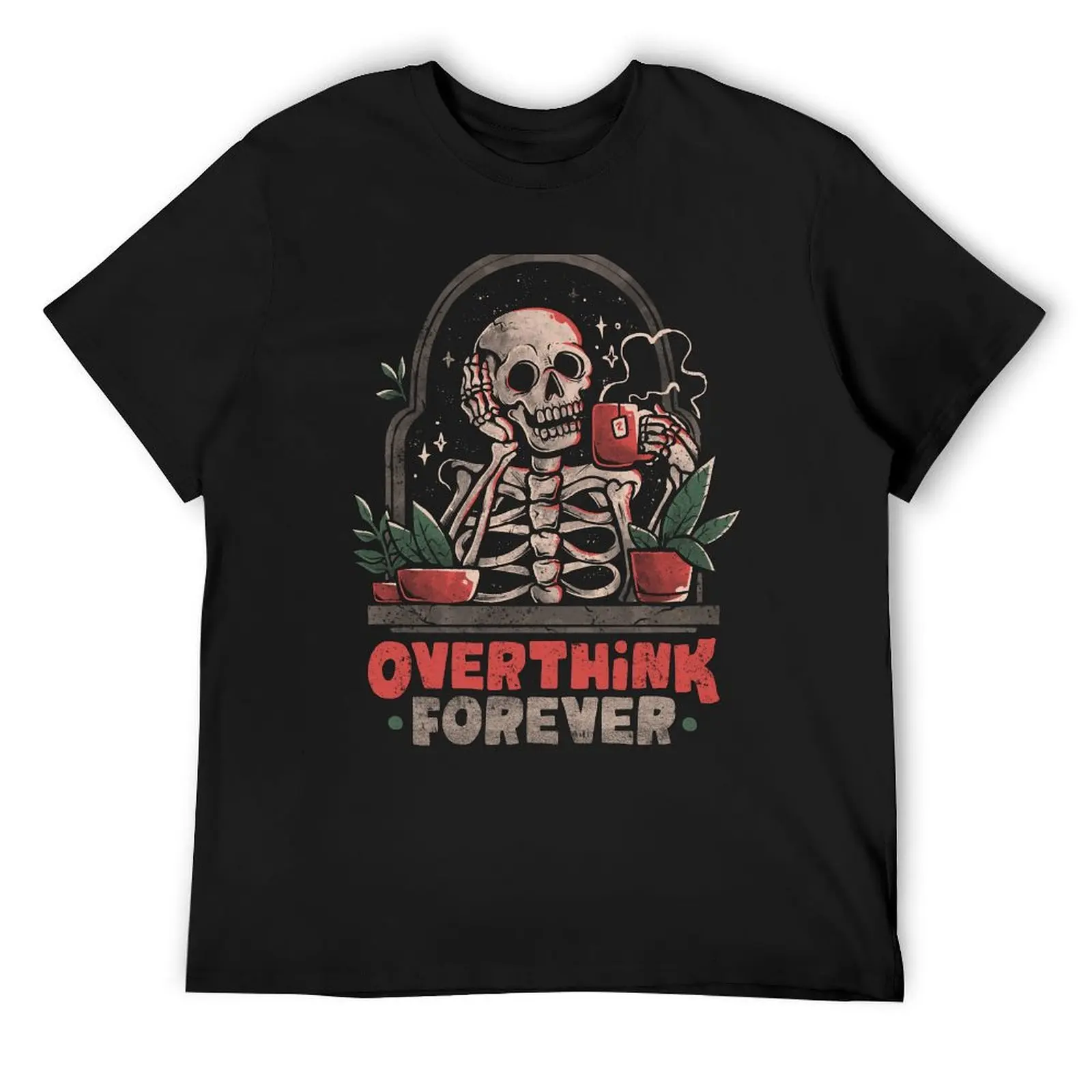 

Overthink Forever- Evil Dark забавная подарочная футболка с черепом и скелетом, одежда на день Святого Валентина, быстросохнущие рубашки, футболка с рисунком, мужская футболка