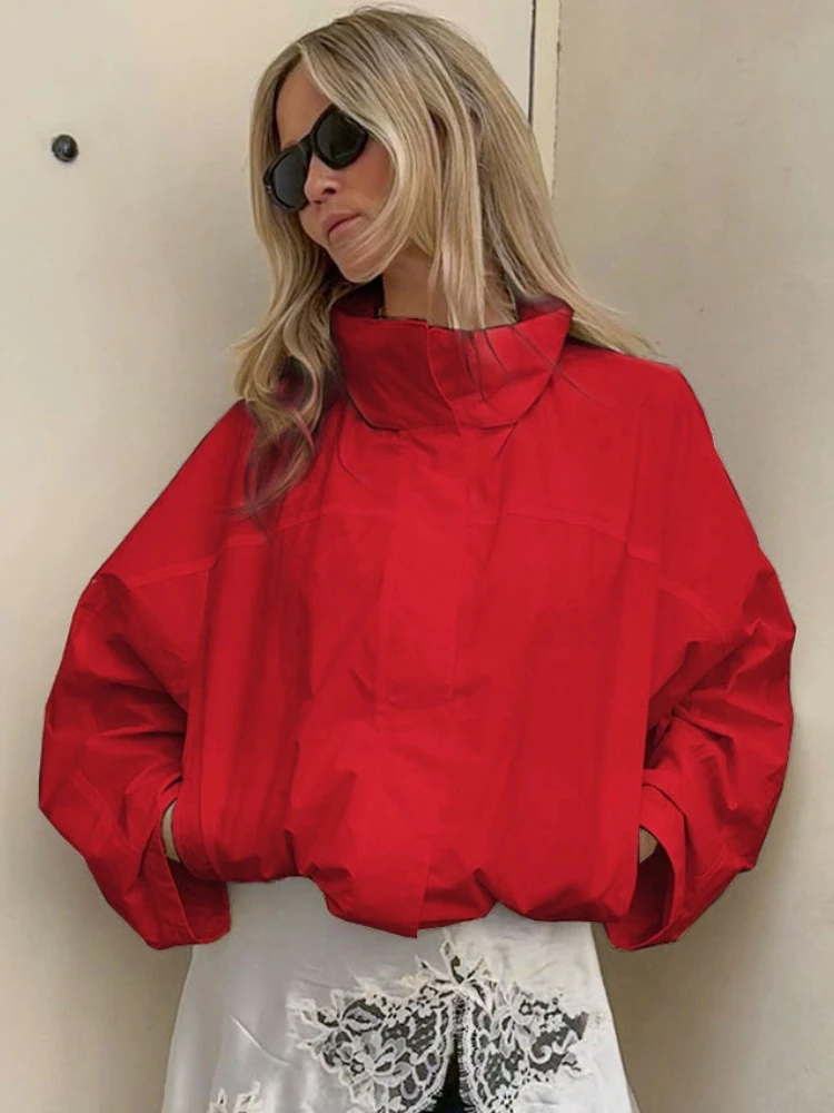 Autumn New Solid Color Stand Up Collar Trench Coat Jacket Motorcycle Style Loose Drawstring Outdoor Assault Suit 2026 Commuting