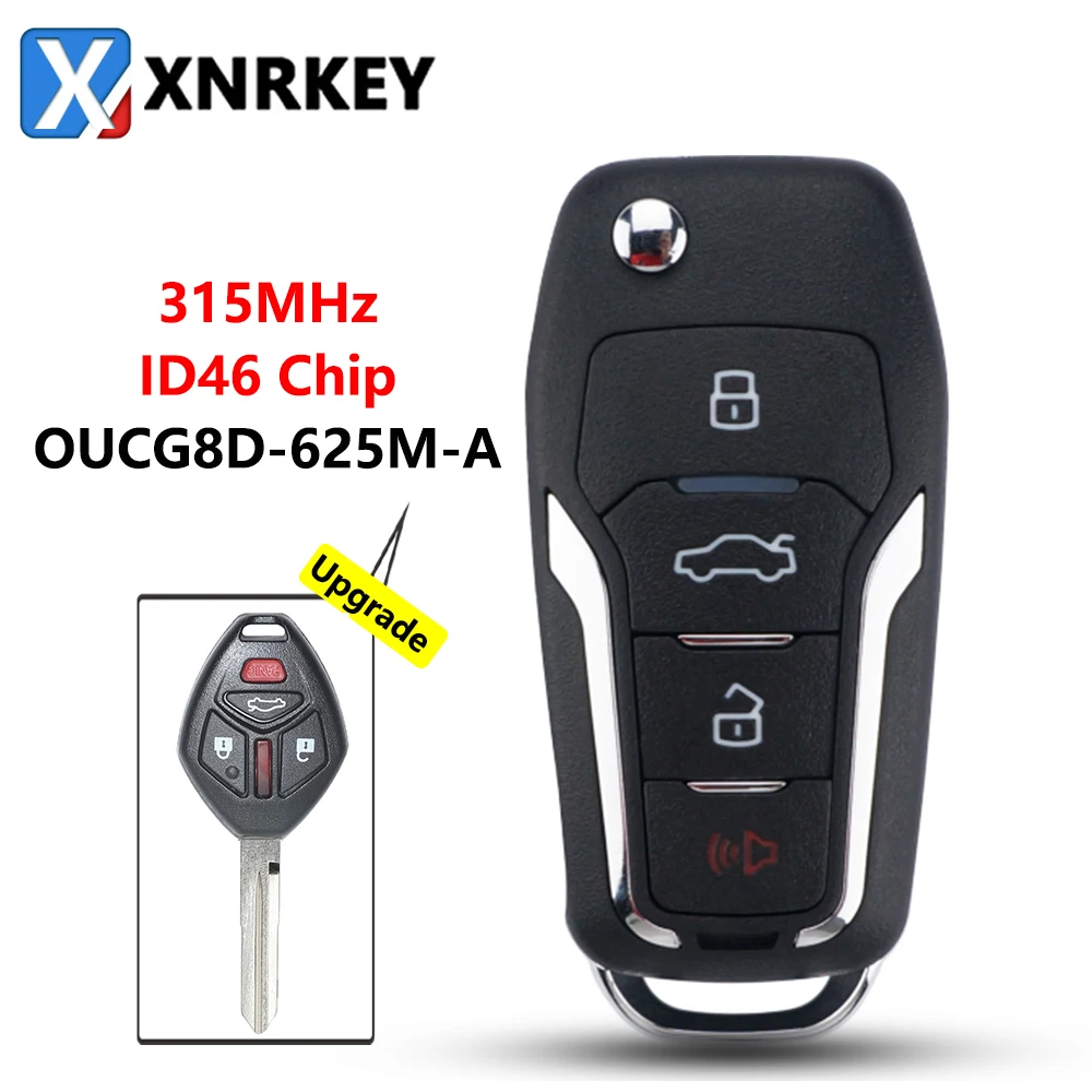 

XNRKEY Upgraded Flip Remote Key Fob ID46 Chip 315Mhz for Mitsubishi i-MiEV Outlander Lancer FCC: OUCG8D-625M-A