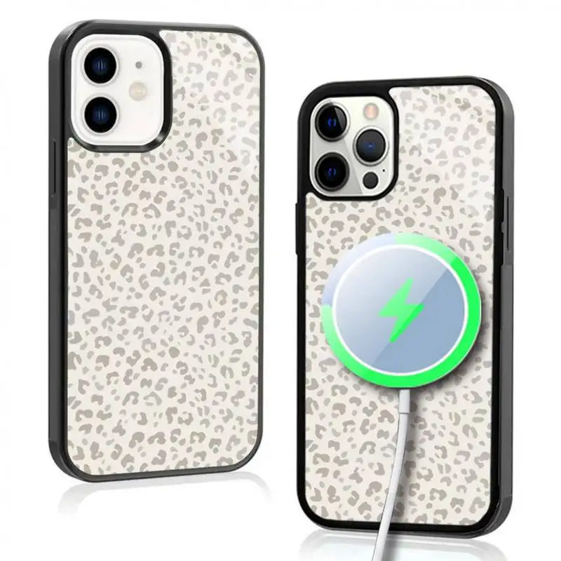 Scattered Cheetah Print Case For iphone 11 12 13 14 15 Plus Pro Max Mirror Acrylic For Magsafe Wireless Charging