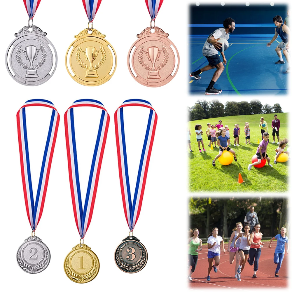 

30pcs 2inch 1st 2nd 3rd Prize Medal with Neck Ribbon Gold Silver Bronze Prize Round Metal Medal for Kids School Sports Meeting