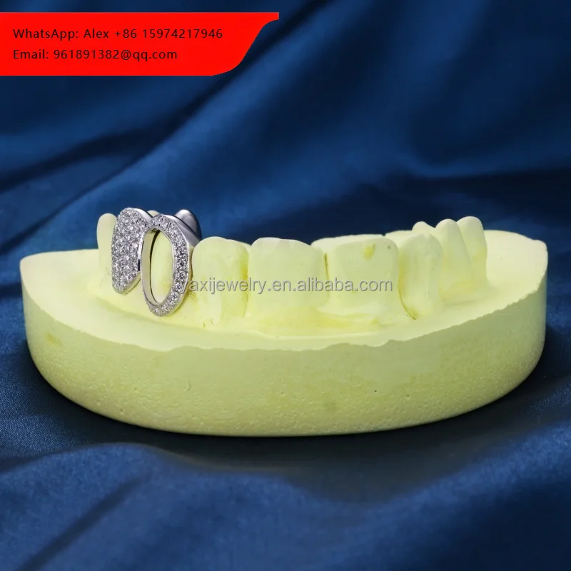 

Custom Top Bottom 2 4 6 8 10 S925 Silver 10K 14K Solid Gold Grillz VVS Moissanite Lab Grown Diamond Open Face Teeth Grillz