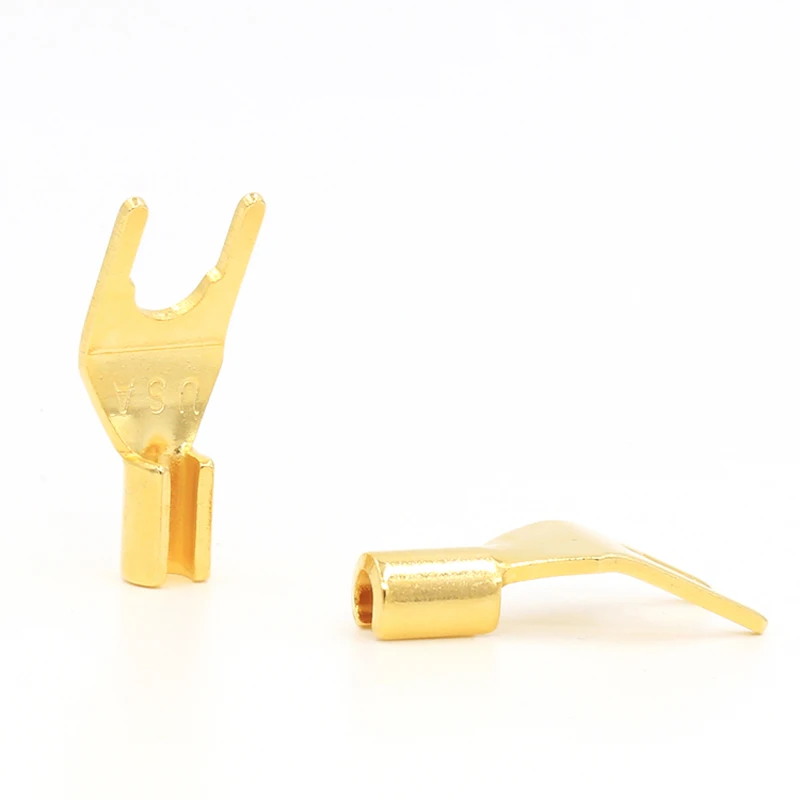 

Y/U Type Audio Speaker Banana Plug Screw Fork Connector Gold plated Spade Banana Speaker Adapter With Plastic Handle Case