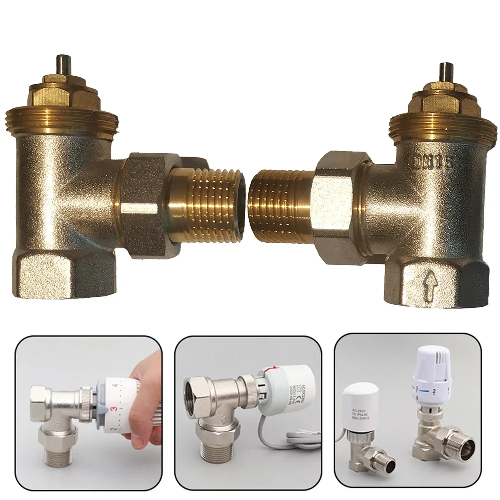 

1pcs DN15/DN20 Brass Straight Radiator Valve Without Thermostatic Head For HVAC System Temperature Controller Valve