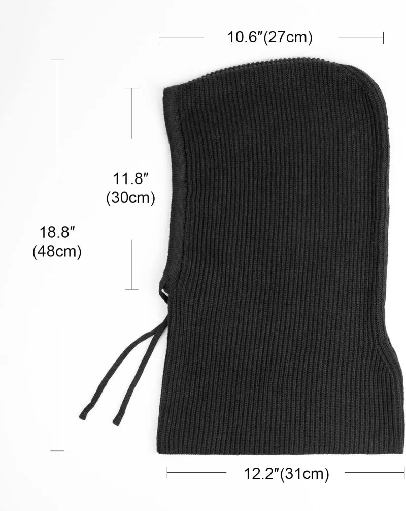 Winter Hats for Men Balaclava Knit Hats with Drawstring Warm Hooded Scarf Hat Solid Color Neck Collar Knitted Pullover Beanies