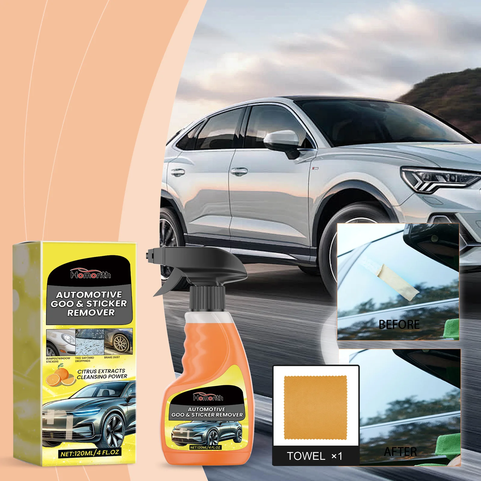 

Спрей для удаления автомобильных клеев 120 мл - очиститель от клея и следов цитрусовых смол для наклеек на бампер, смолы деревьев, остатков ленты. Безопасен для автомобильной краски.