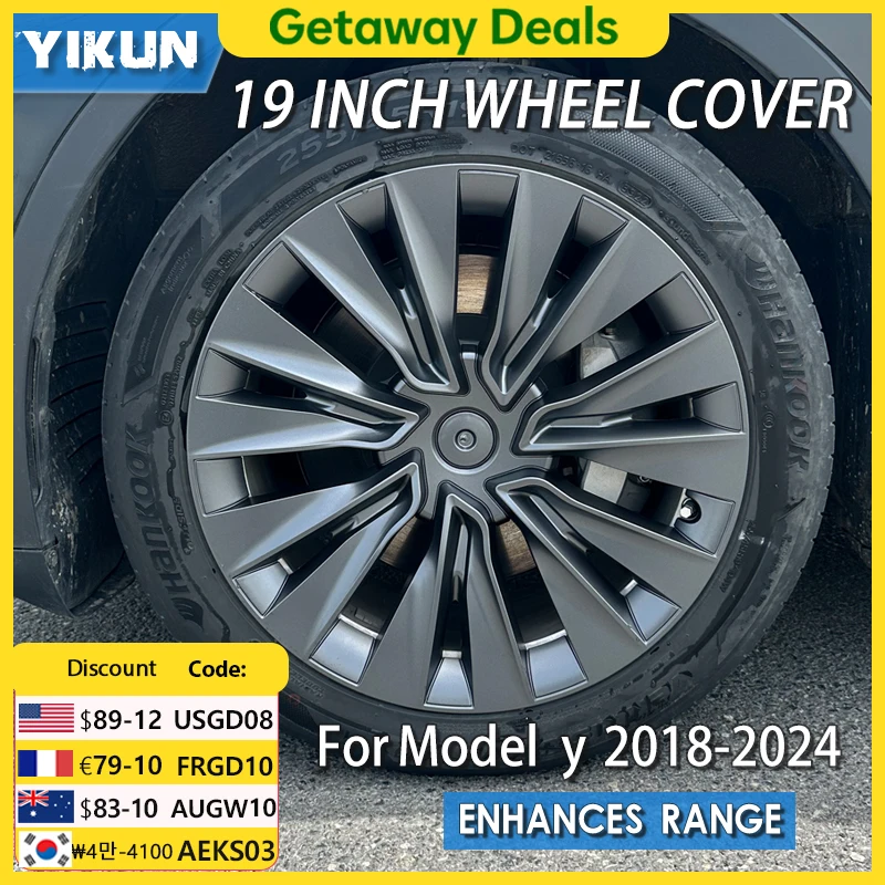 

4PCS Hub Cap for Tesla Model Y 19-Inch Wheel Cover Performance Replacement Wheel Cap Automobile Full Rim Accessories 2018-2024