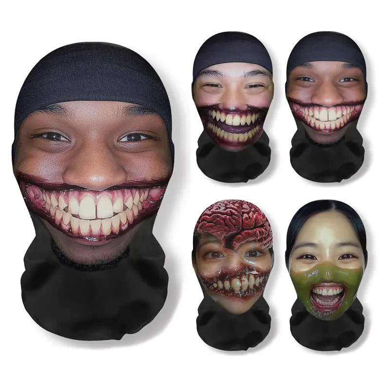 

3D Printing Horror Style Mask Cosplay Halloween Party Props Full Face Zombies Pattern Elastic Mesh Balaclava Headcovers