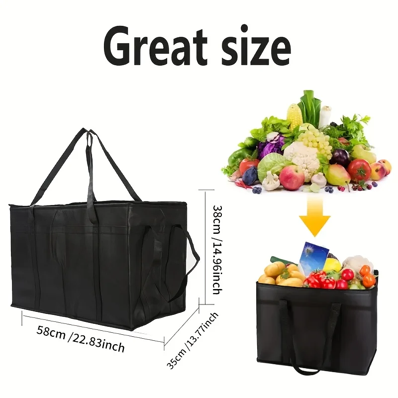 Extra-large Insulated Bag, Keeps Food Hot or Cold for Several Hours - Shopping Tote Bag, Soft Cooler Bag, Suitable for Dining/Doordash, Pizza Insulation Bag, Lightweight and Sturdy Zipper, for Outdoor Use, Camping, Non-food Contact