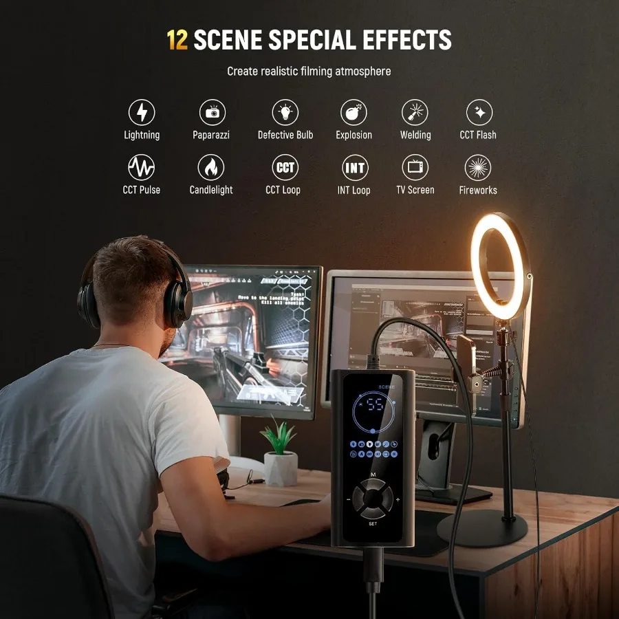 8 بوصة 18 واط عالية الطاقة مكتب حلقة الضوء مع حامل قابل للتعديل وحامل هاتف آيفون تدفق تسجيل الفيديو التكبير C