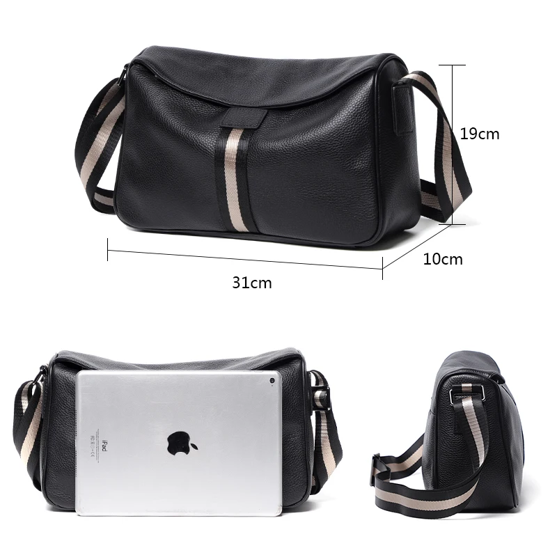 Genuine Cowhide Leather Male Casual Shoulder Bags Large Capacity Crossbody Bag for Men High Quality Messenger Bag