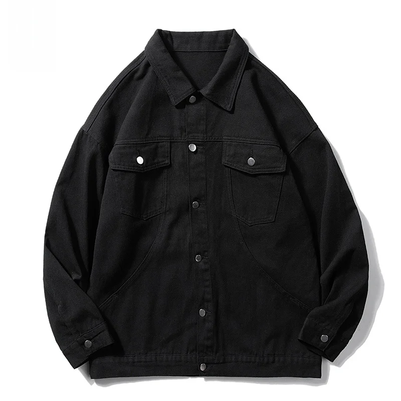 

Повседневная мужская джинсовая куртка свободного кроя для осени и зимы, универсальная рабочая куртка для пар, молодежный тренд, 100% хлопок