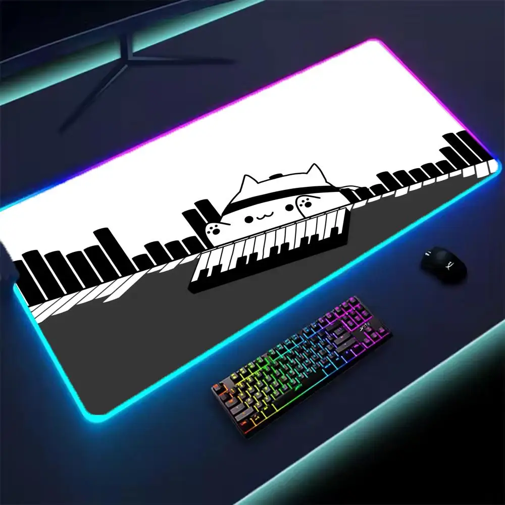 

RGB Cartoon Cute Cat Favorite Mousepad Pc Gamer Keyboard Mouse Pad LED Glowing Kawaii Mouse Mats Gaming Computer Rubber Mausepad