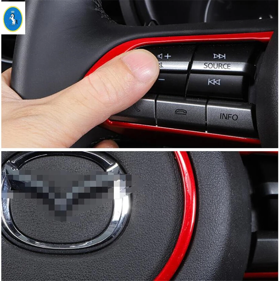 Car Steering Wheel Gear Shift Button Frame Cover Trim Fit For Mazda CX-50 2022 2023 2024 Red / Carbon Fiber Interior Accessories