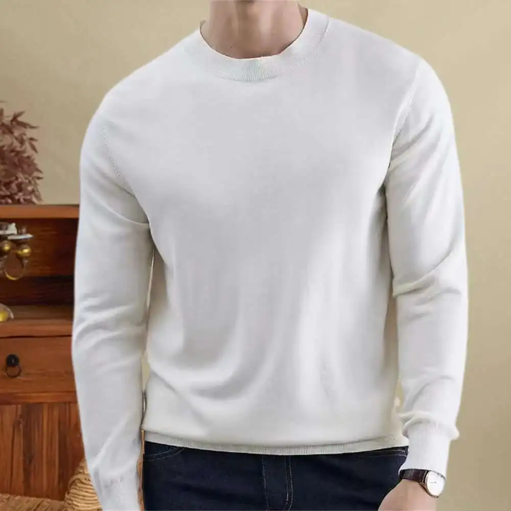 남성용 멀티 컬러 심플 홈 풀 옴므 스웨터, 2024 가을 양모 니트 스웨터, 캐주얼 소셜 클럽 의상, 헤렌 풀오버