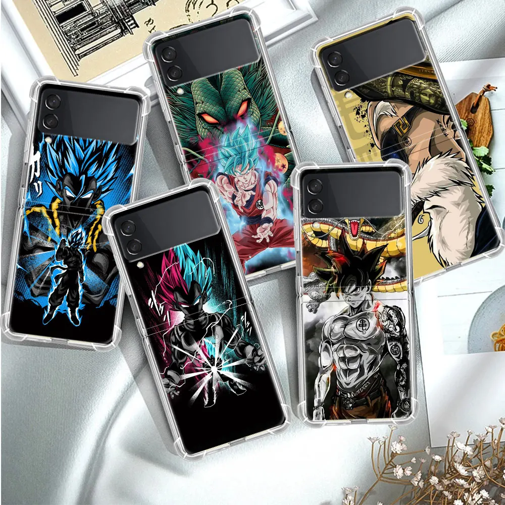 Dragon -Ball Luxury Case For Samsung Galaxy Z Flip 4 3 5G Funda Z Flip 5 Clear PC Hard Shockproof Back Phone Coque