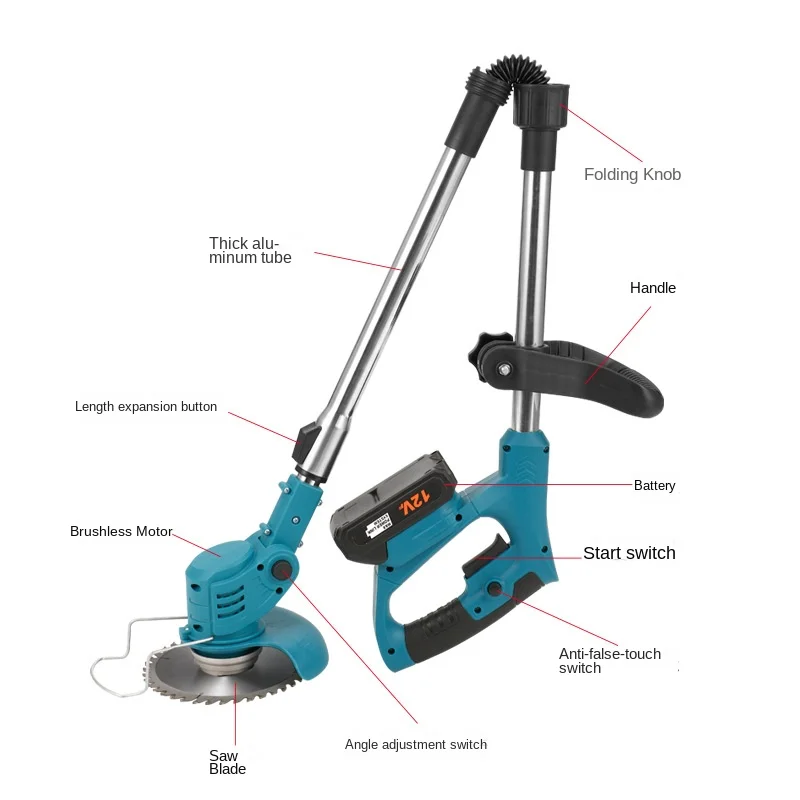 Wholesale Cross-Border 21V Lithium Battery Electric Lawn Mower Portable 125cc Engine Household Multifunctional Industrial Stock