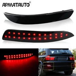 2Pcs Rear Tail Warning Stop Fog Lamp For 2007-2010 BMW E70 X5 Smoke / RED Lens 48-SMD LED Rear Bumper Brake Lights Lamps