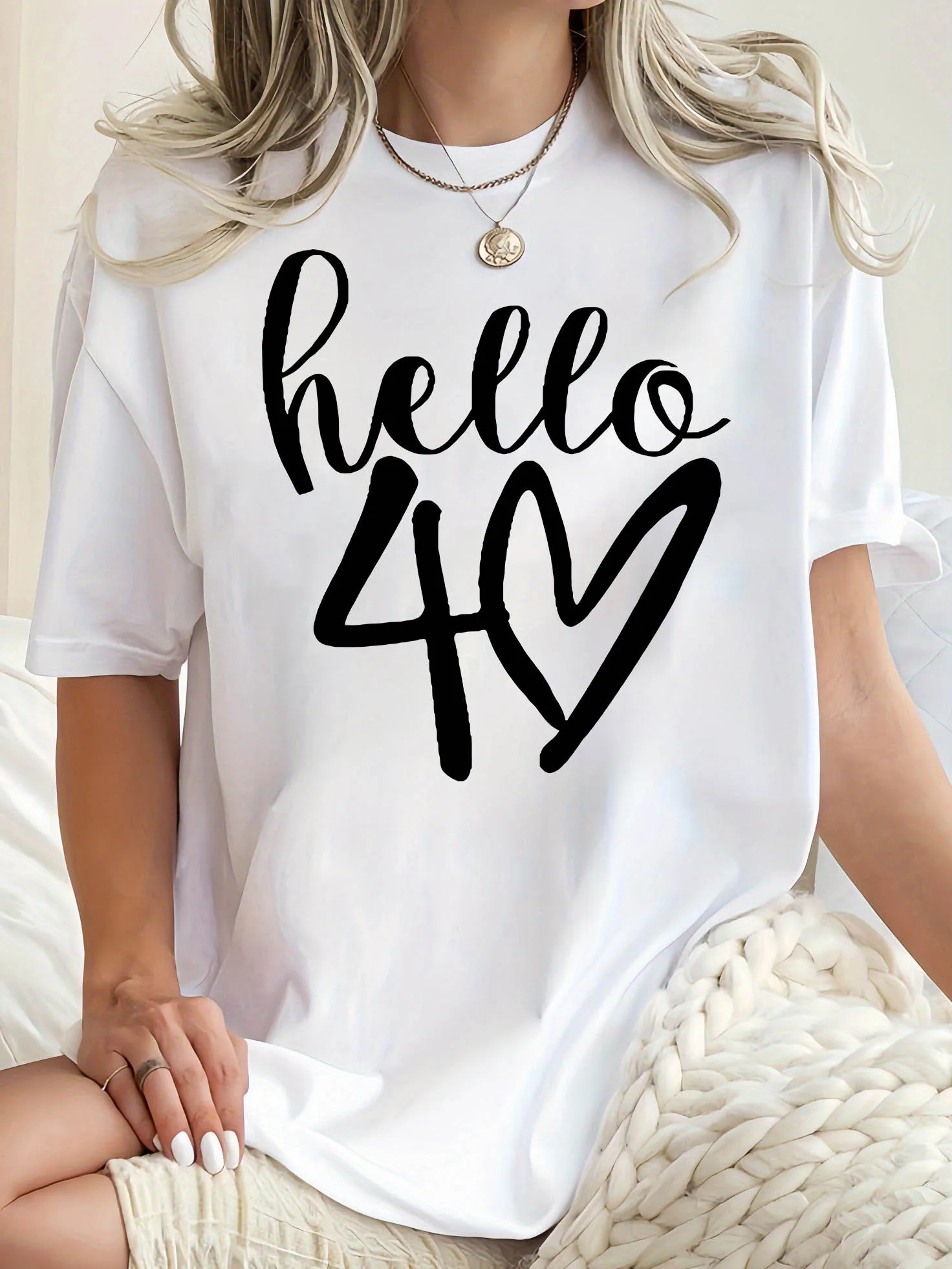 Women'S Casual Crew Neck Sleeve T-Shirt Geometric Pattern with 