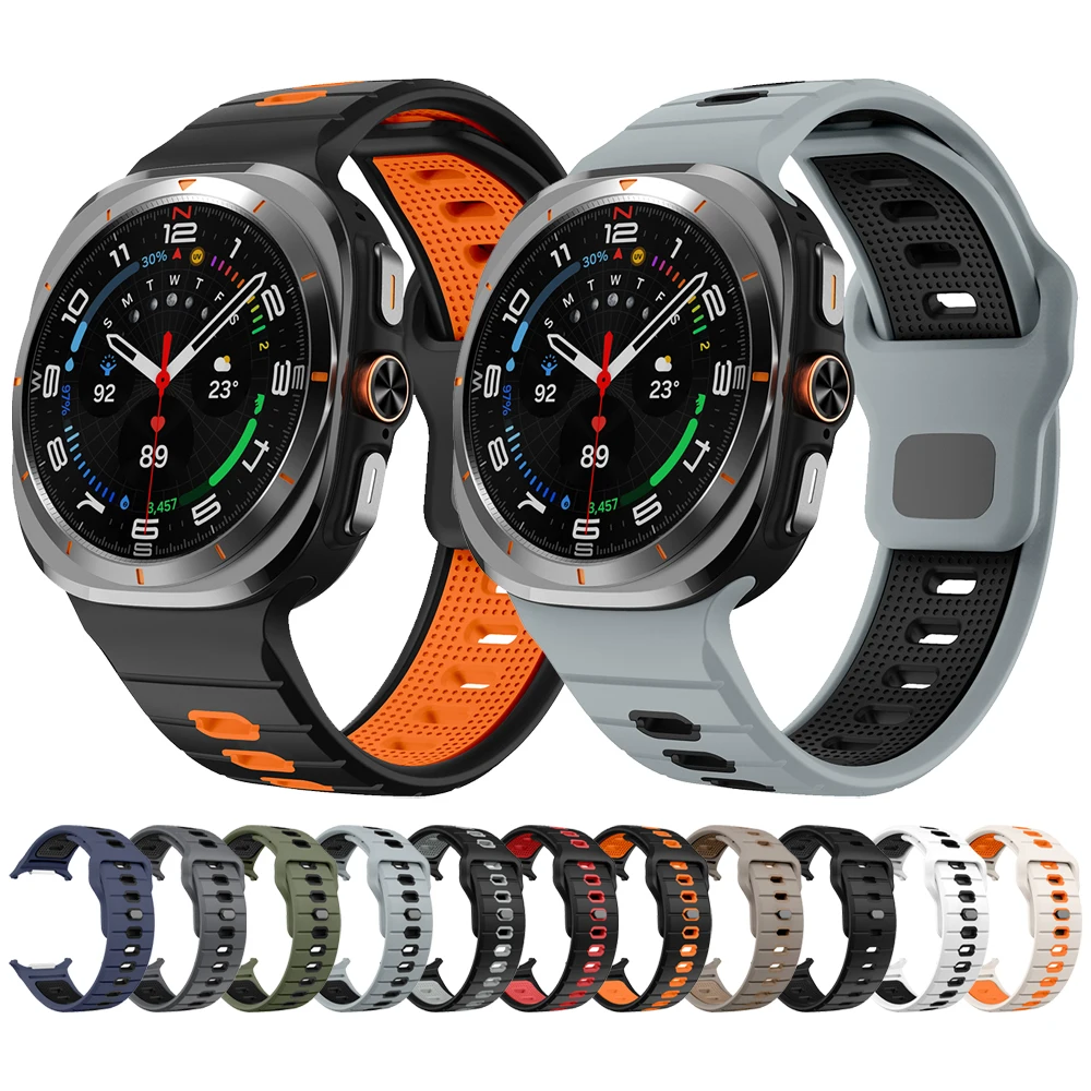 

Спортивный двухцветный силиконовый ремешок для Samsung Galaxy Watch Ultra 47 мм, ремешок для часов, аксессуары для браслета Samsung Galaxy Ultra Band