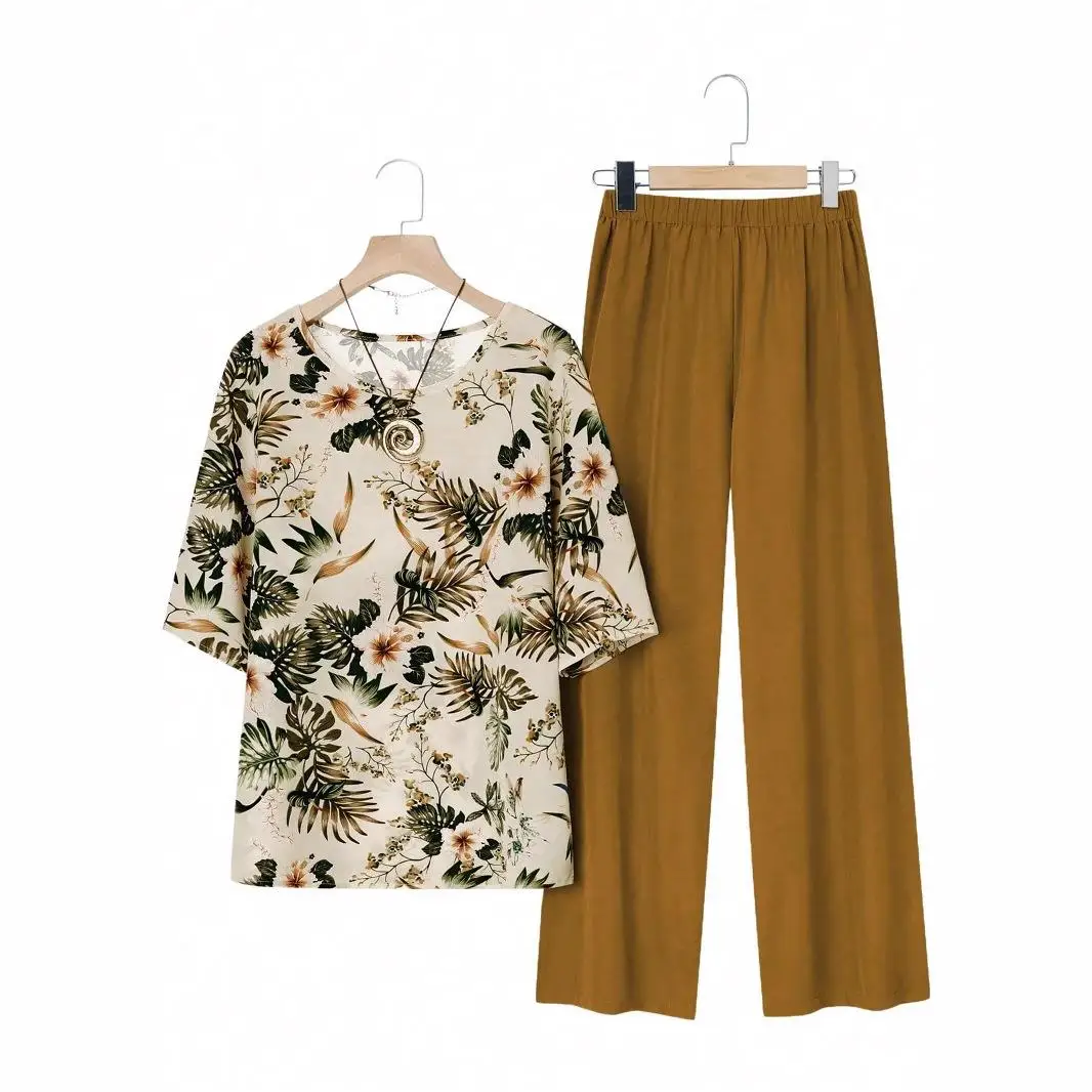 

Комплект брюк Swedi большого размера с принтом, длинный женский костюм из полиэфирного волокна с цветочным принтом и цветочным принтом, универсальный весенний сезонный костюм