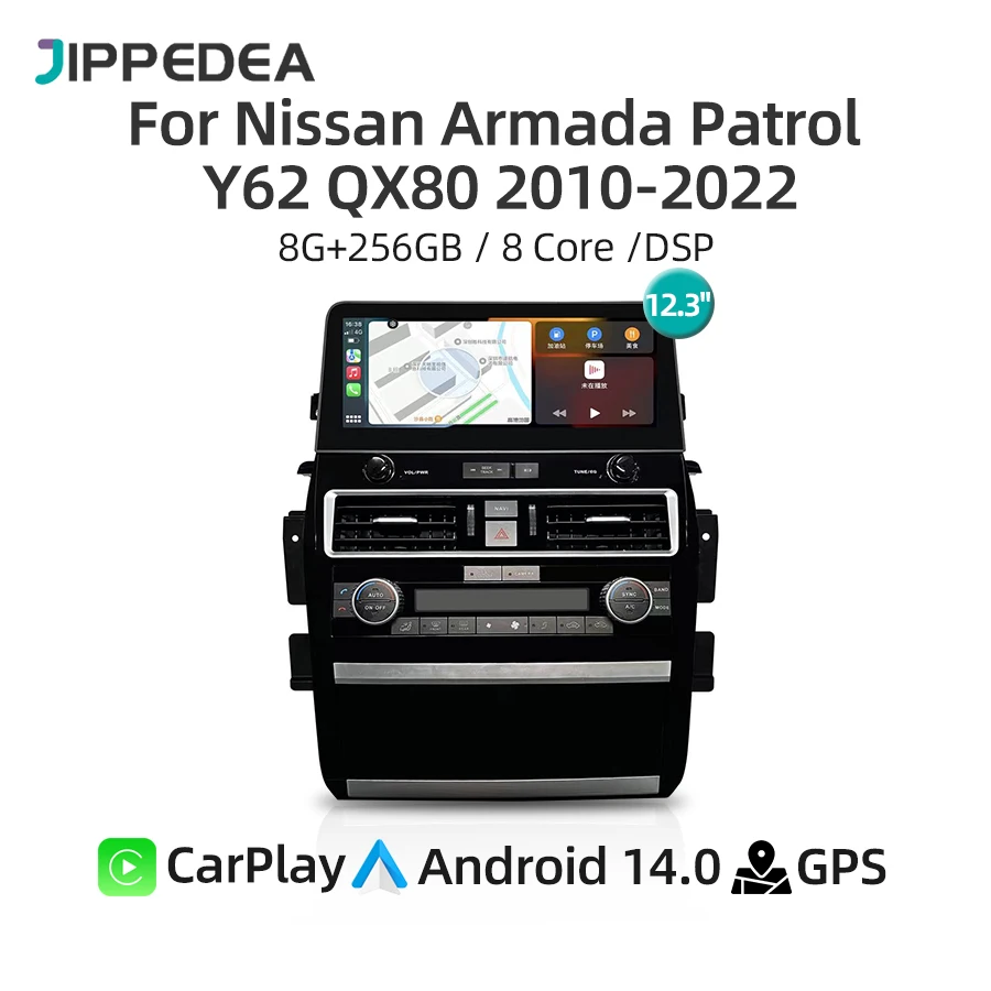 

CarPlay Android 14.0 Car Radio For Nissan Armada Patrol Royale SL Y62 QX80 QX56 2010-2022 Navigation Bluetooth Multimedia Player