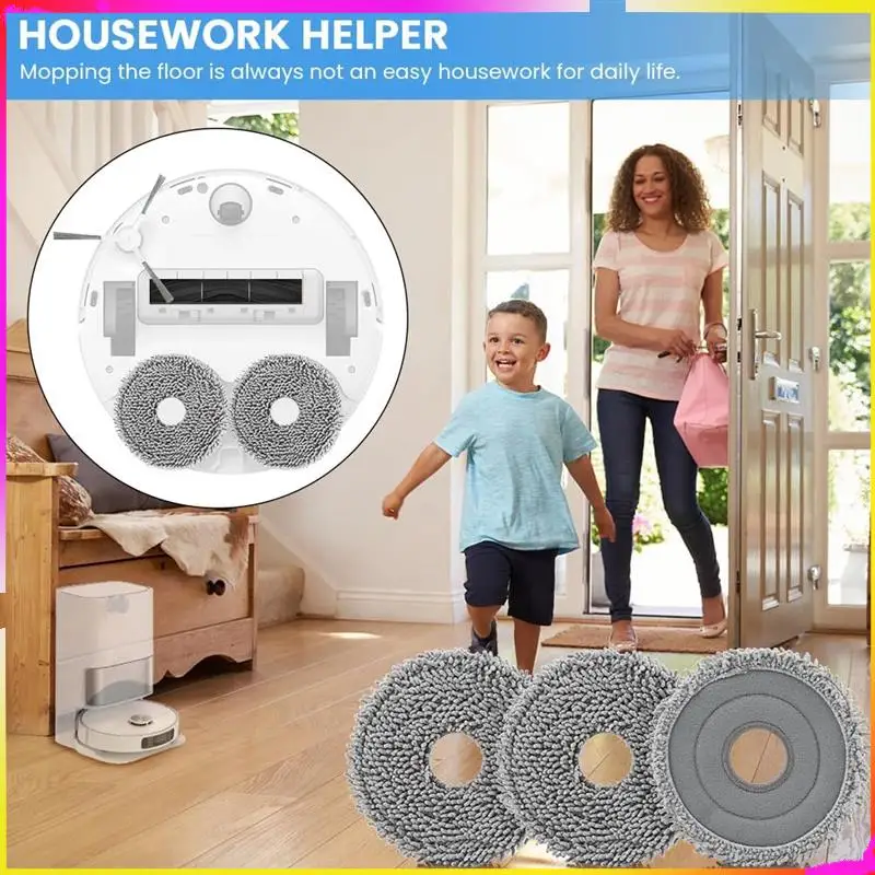 M04k 8 peças almofadas de esfregão de microfibra para roborock qrevo maxv/master/plus/slim/pro peças de aspirador de pó pano de esfregão de microfibra