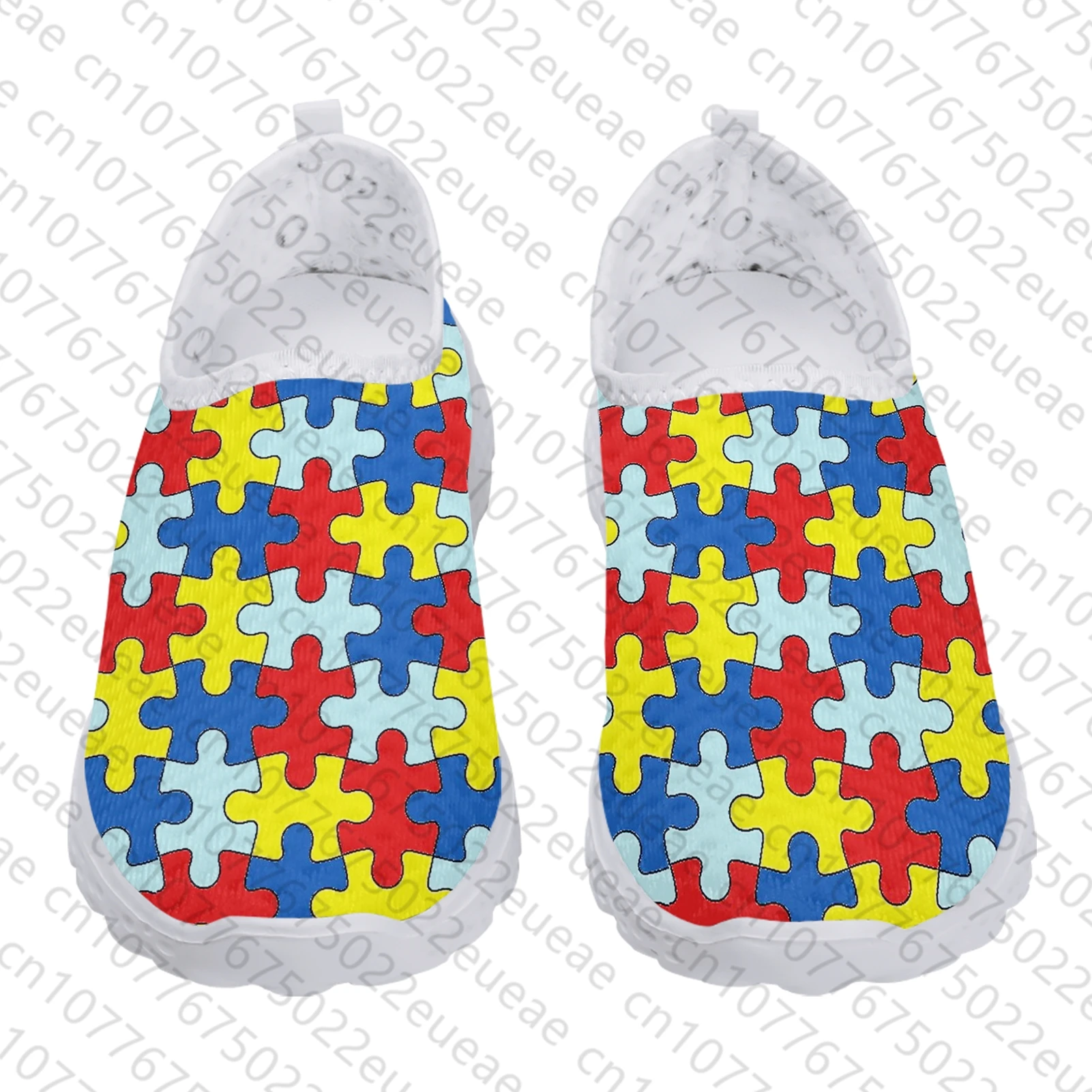 Autism Awareness Themed Design Mesh Shoes Comfortable Leisure Shoes Breathable Casual Sneakers Soft Soled Shoes