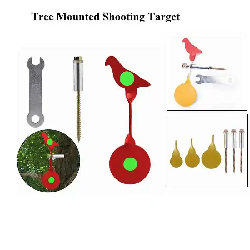 Portable Hanging Targets Hunting Airgun Tree Mounted Screwed-Type Metal Reset Target Dia. 2.5cm 3cm 4cm For Spinner Shooting