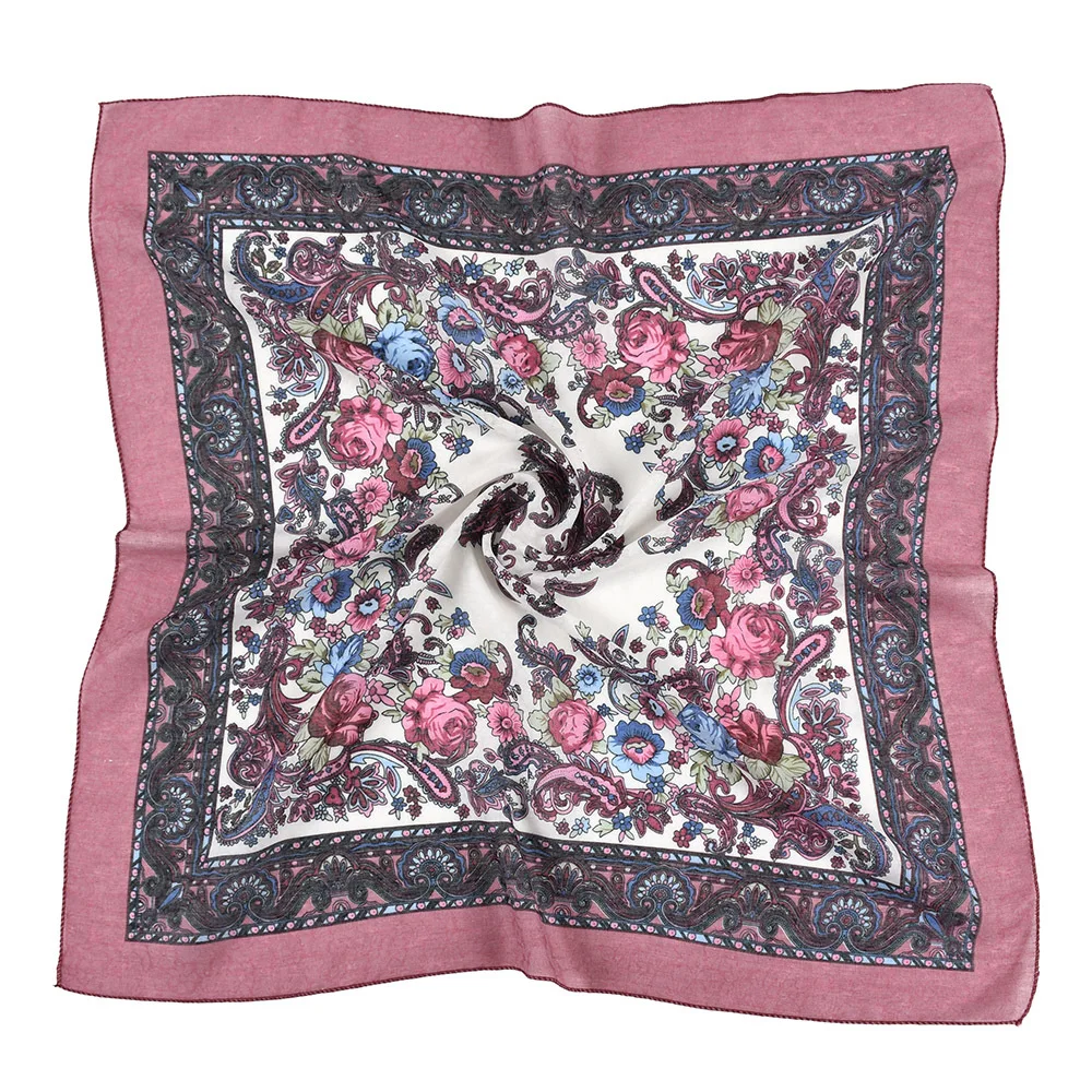 Square Bandana Handkerchief Floral Russian Scarf Ethnic Scarf Shawl Women Hijab Scarf Printed Headband Scarf 70cm